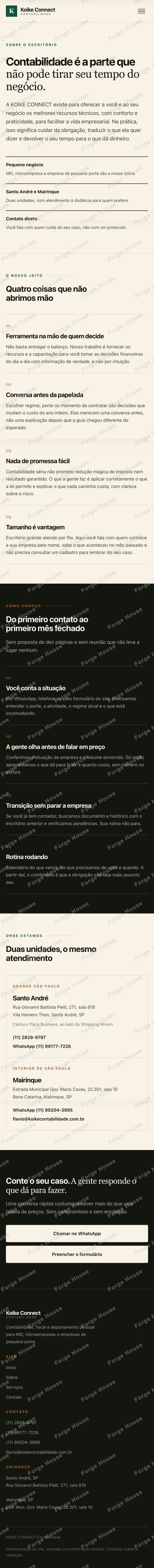 Página Sobre na versão para celular, do topo ao rodapé